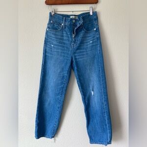 Madewell Women’s Classic Ankle Straight Fit Distressed Medium Blue Jeans Size 25